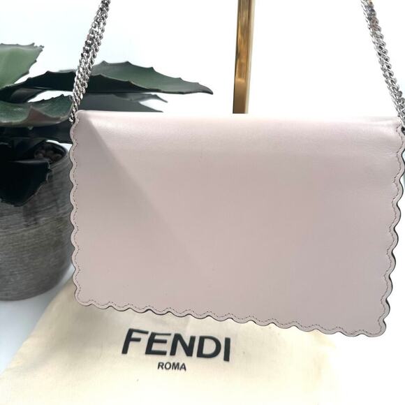 Fendi Beige Blue Orange Owl WOC Crossbody Bag SHW Scalloped Edges - Picture 3 of 14